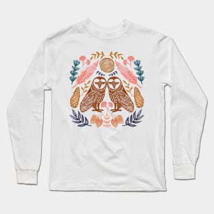 Owl folk art Long Sleeve T-Shirt